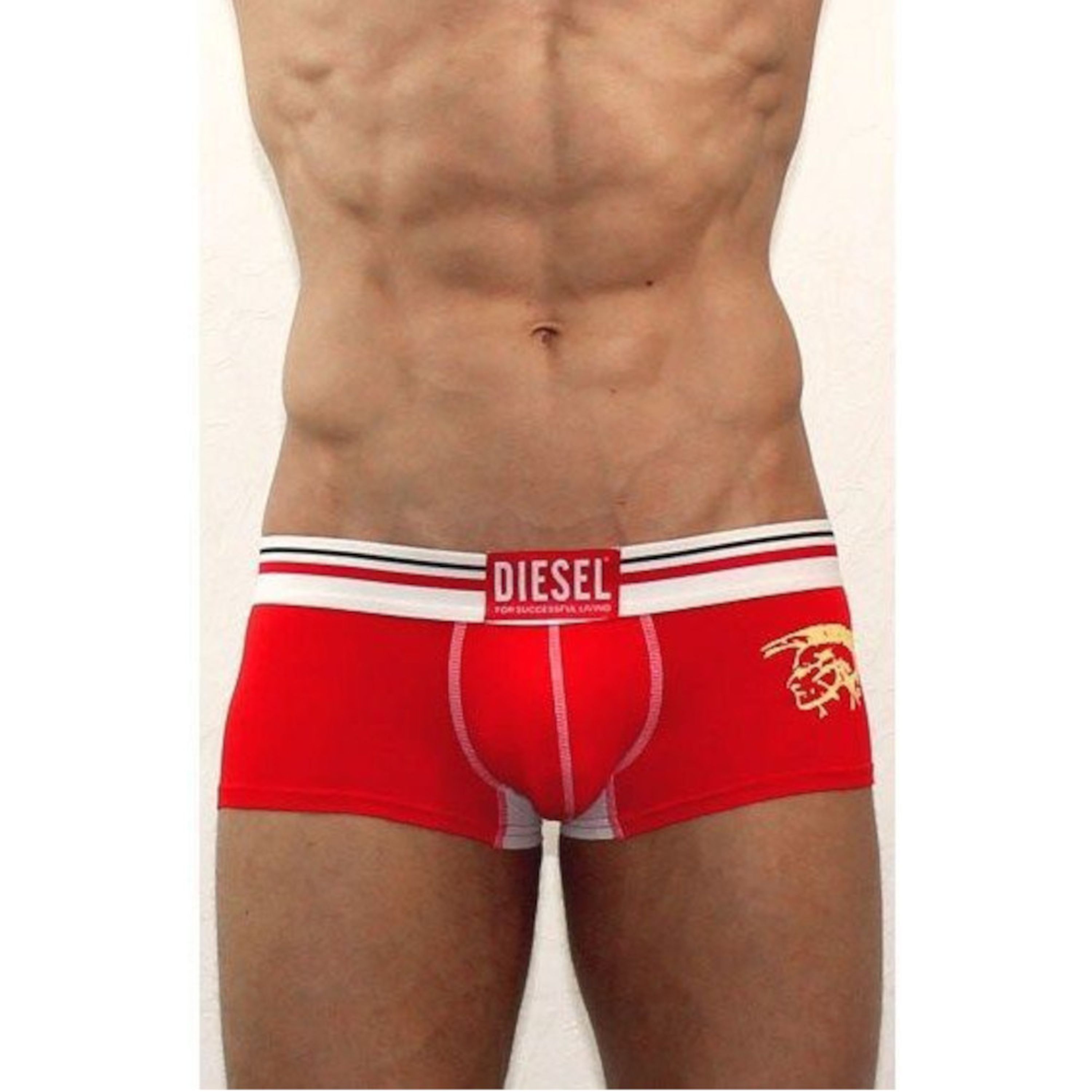Мужские трусы хипсы красные с белой вставкой Diesel Red фото 1