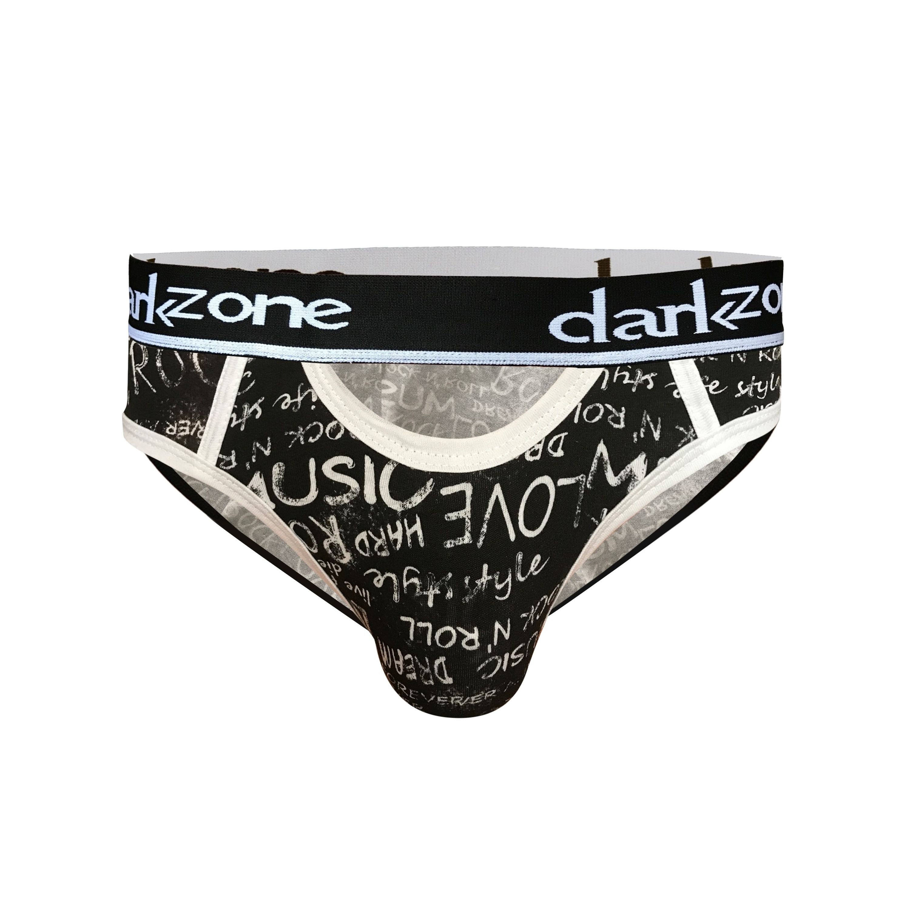 Мужские трусы брифы с вырезом черные с принтом DARKZONE DZN6263 фото 1