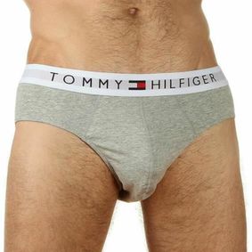 Фото Мужские трусы слипы серые с белой резинкой Tommy Hilfiger