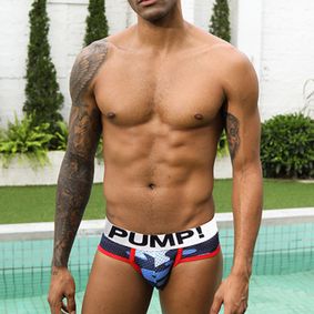 Фото Мужские трусы брифы камуфляжные синие сетчатые PUMP! PU187-9