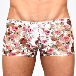 Фото Мужские трусы боксеры белые с розами Romeo Rossi Boxer RR00227
