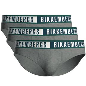 Фото Мужские трусы брифы серые набор 3в1 Bikkembergs TWICE BKK52USP29TR