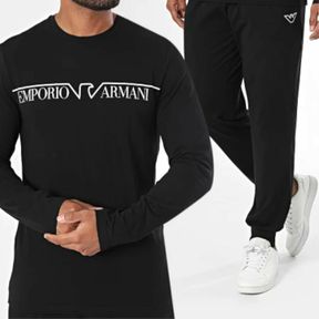 Фото Мужская пижама черная: толстовка и штаны Emporio Armani 112033_4F516 00020