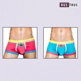 Фото Сет мужских трусов хипсов с вырезом 2в1 розовые и голубые Andrew Christian Bright Trunks AC9561