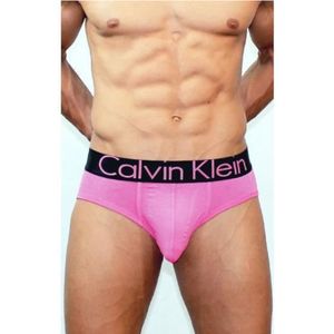 Фото Мужские трусы брифы розовые с черной резинкой Модал Calvin Klein Black Waistband CK02209