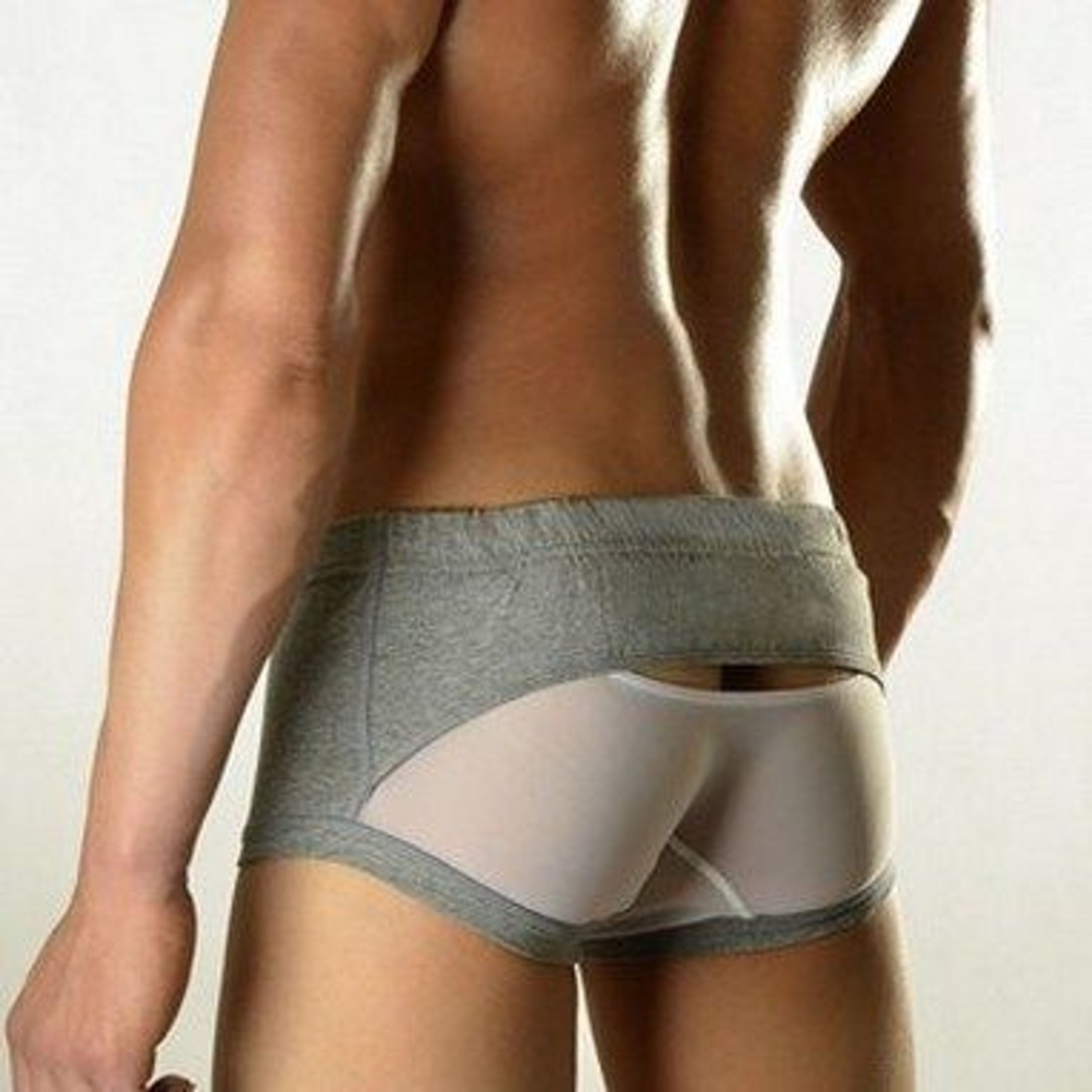 Мужские трусы хипсы серые меланж с белой сеткой DOOP Grey&White Net Trunk фото 2