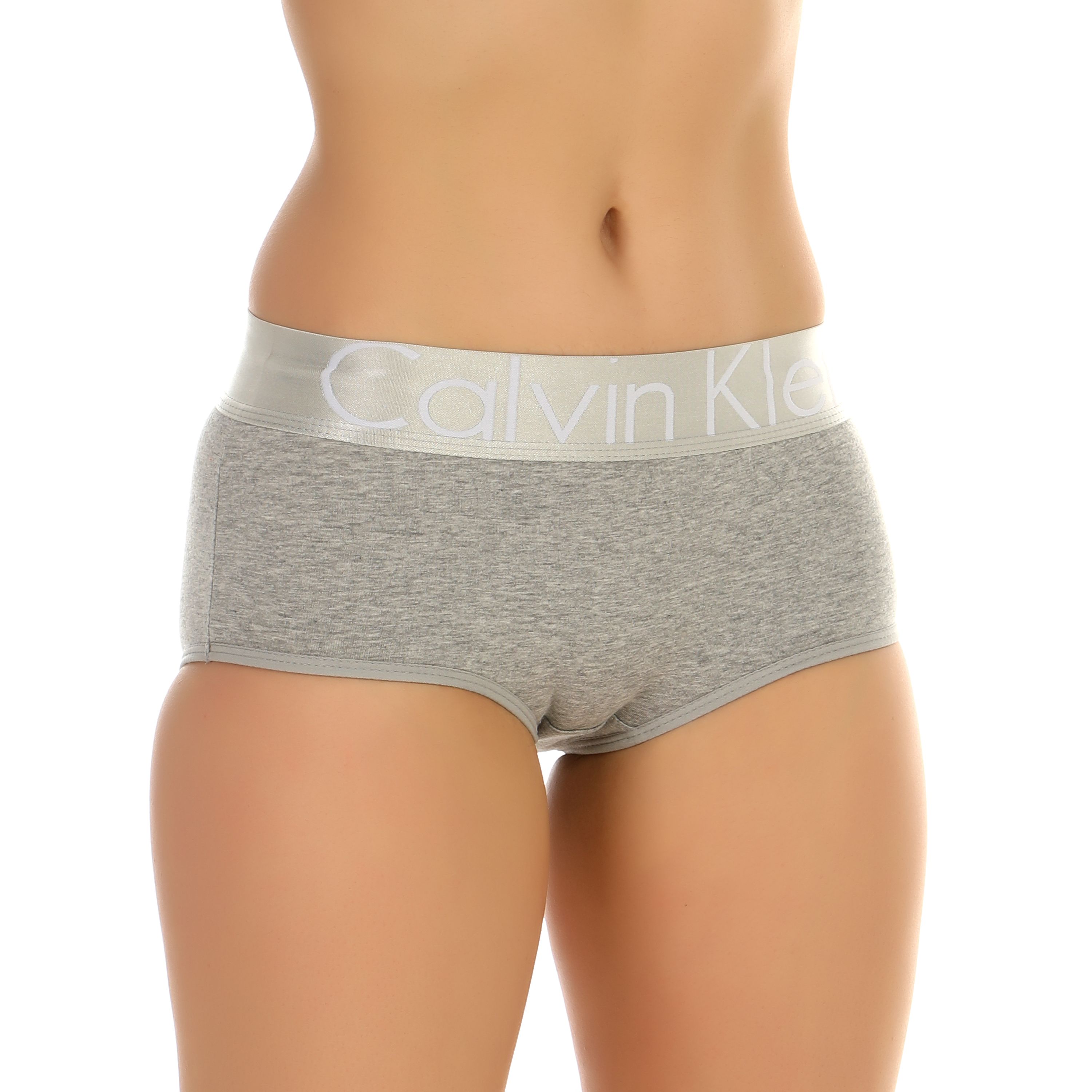 Женские трусы-шорты серые меланжевые Calvin Klein Women Steel Grey фото 1