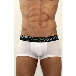 Фото Мужские трусы боксеры белые с с черной косой резинкой Calvin Klein White Waistband Italics Boxer