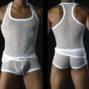 Фото Мужская майка в сетку белая Manstore Micropo White Tank 36102