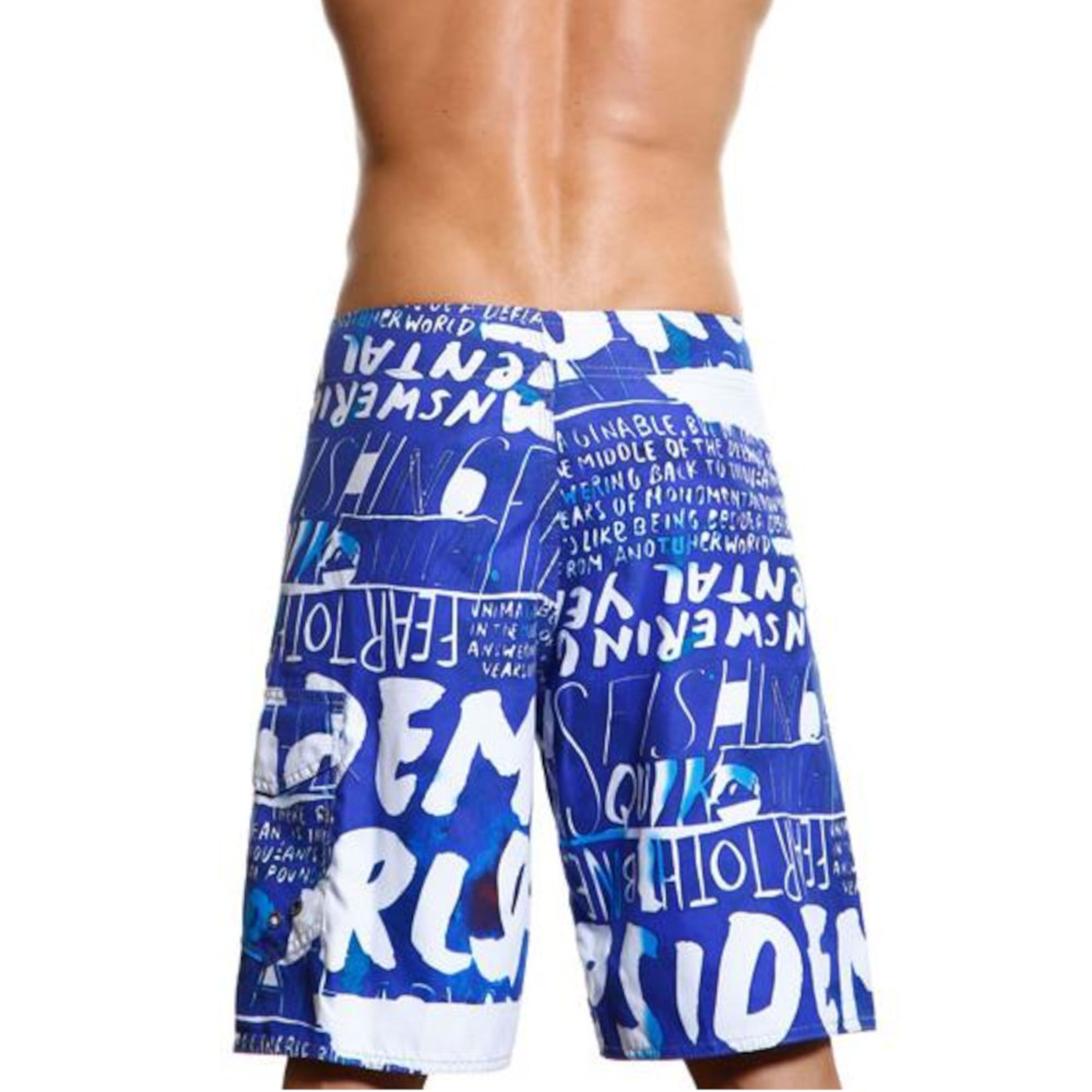 Мужские пляжные шорты Quiksilver синие с принтом надпись  фото 2