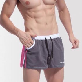 Фото Мужские шорты купальные  серые с розовой вставкой Seobean Grey 30602