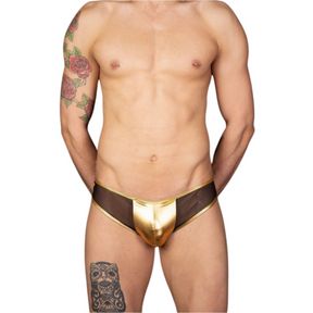 Фото Мужские трусы бразилиана черные с золотистой вставкой Cosmos Colors LB10_GB Фото Мужские трусы бразилиана черные с золотистой вставкой Cosmos Colors LB10_GB