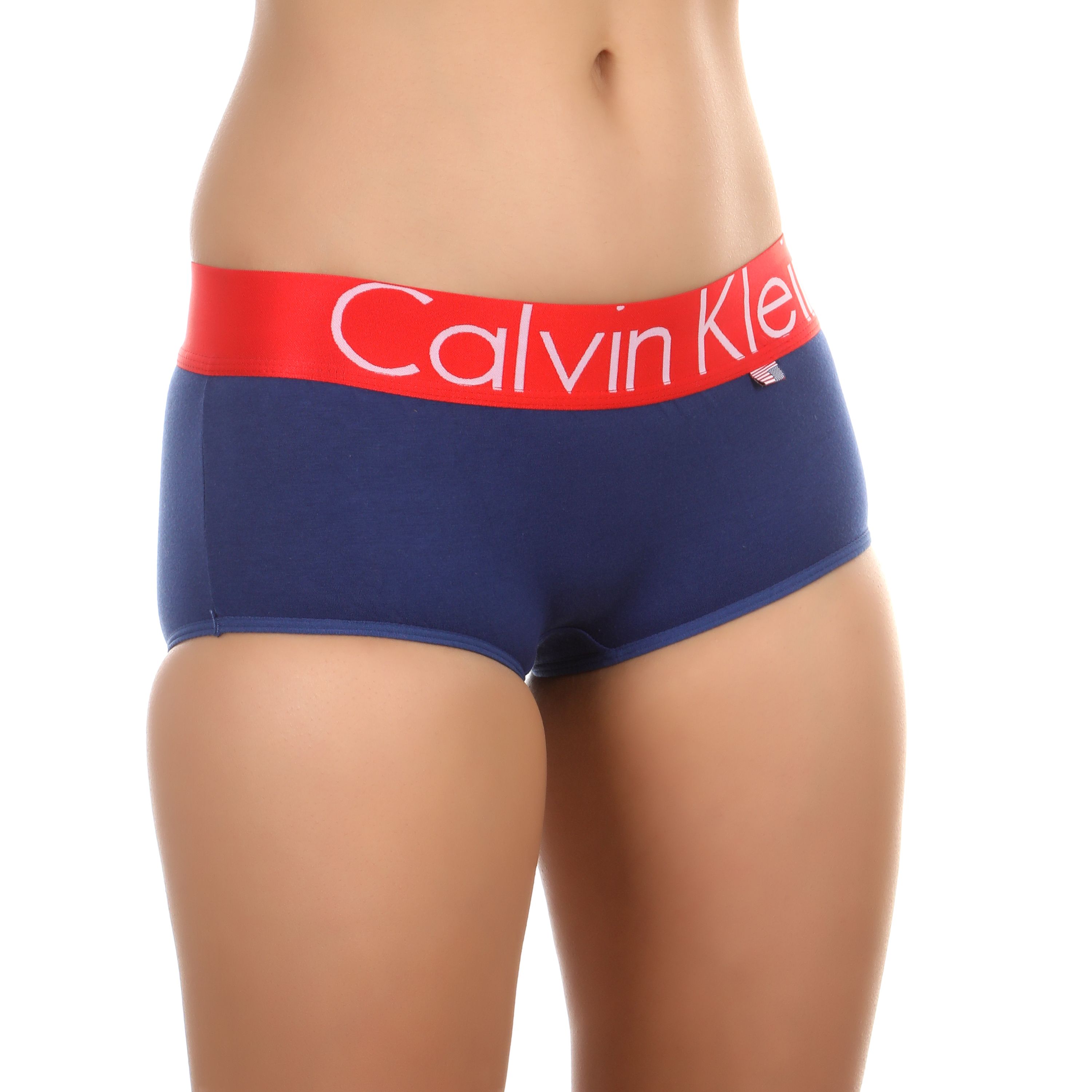 Женские трусы-шорты темно-синие с красной резинкой Calvin Klein Women USA фото 1