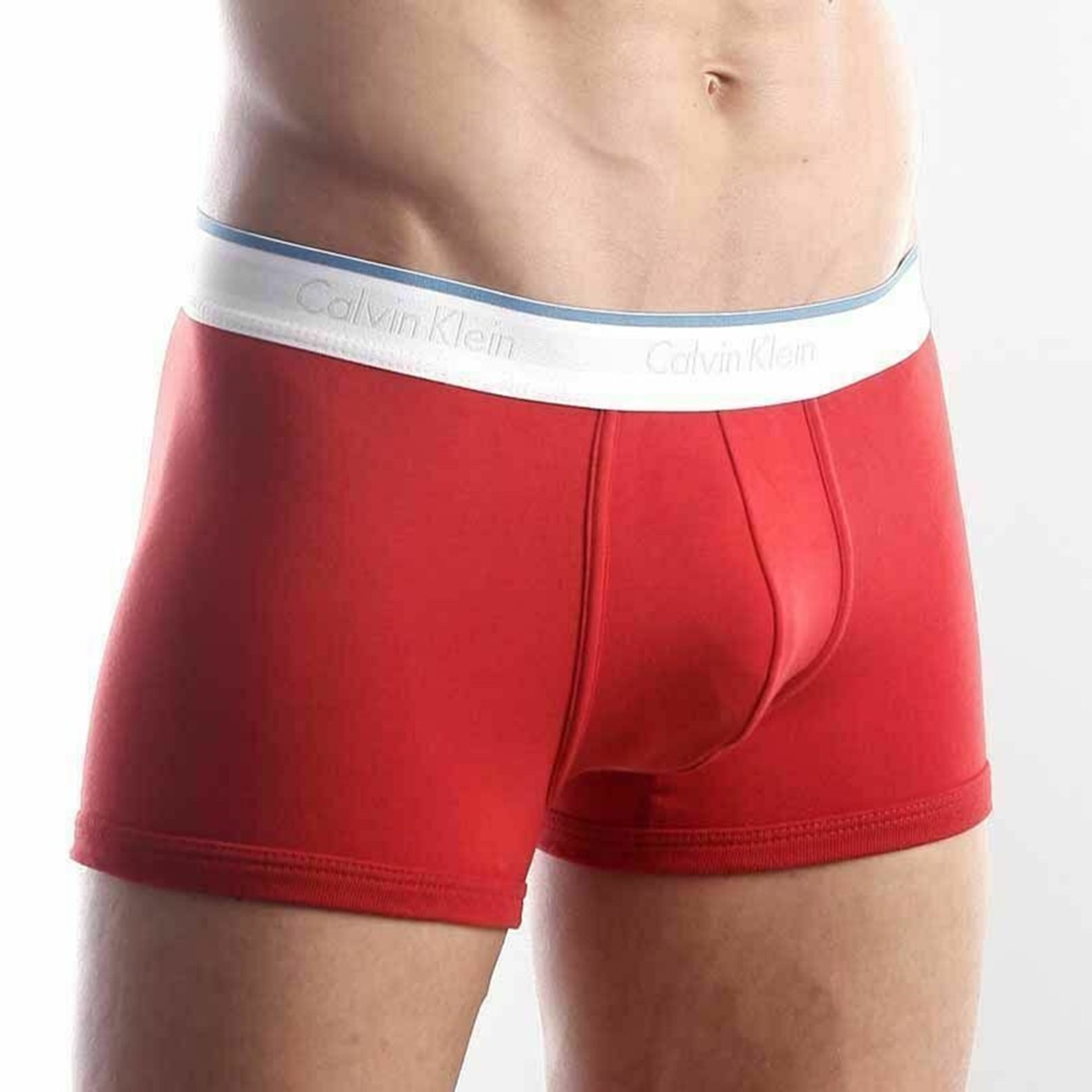  Мужские трусы боксеры Calvin Klein Tech Cool Cotton Red с синей окантовкой фото 3