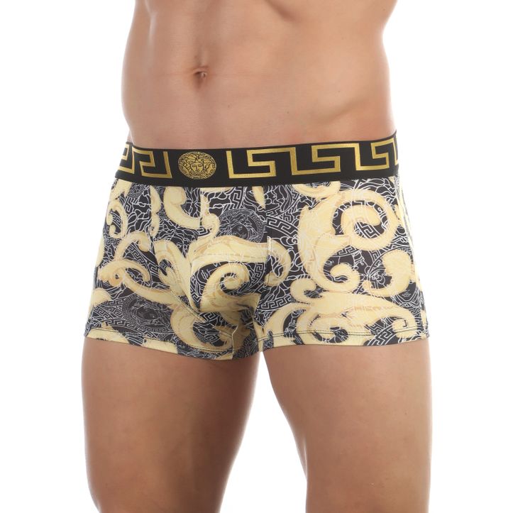 Мужские трусы боксеры черные с принтом Versace 