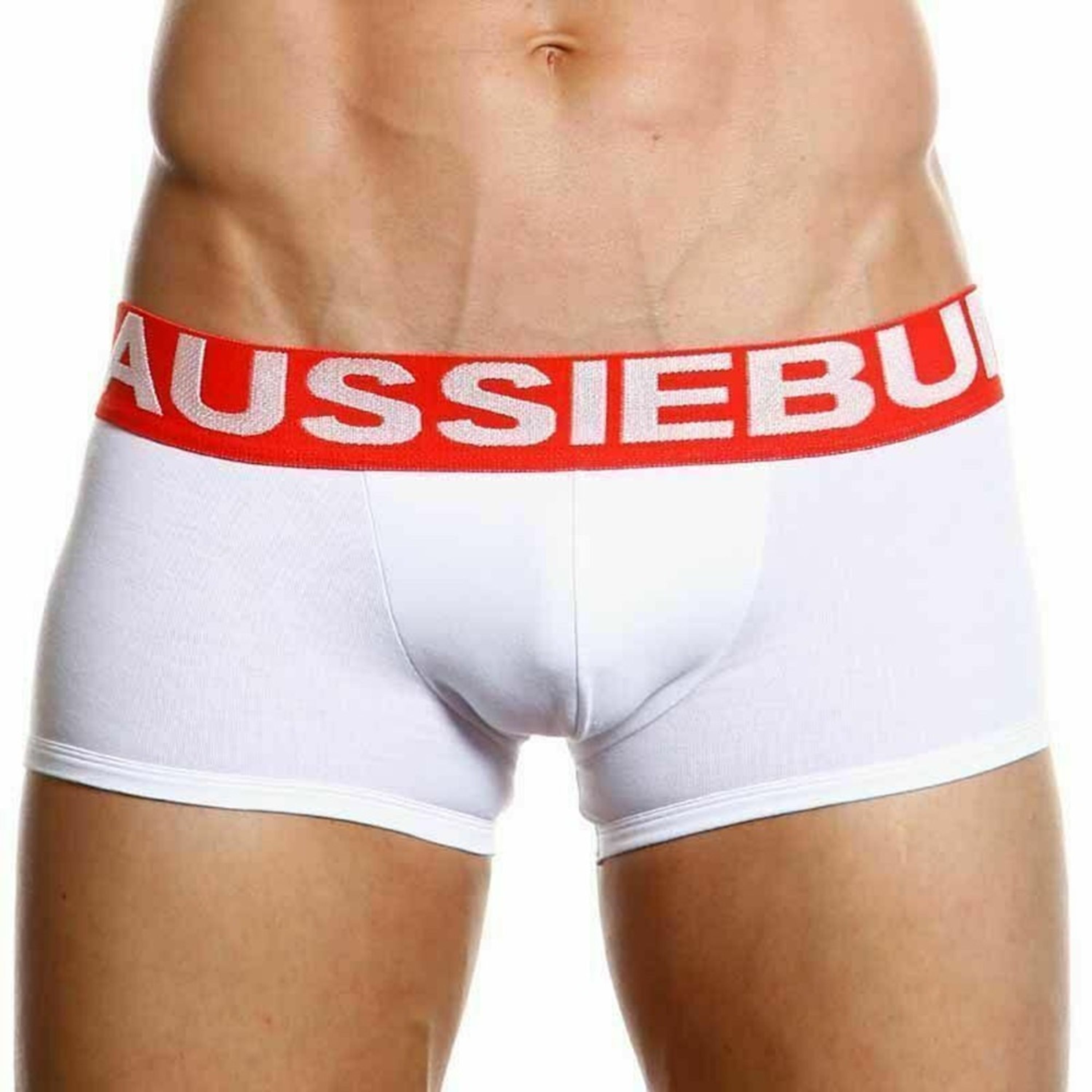 Мужские трусы боксеры белые с красной резинкой Aussiebum Flame Burn Hipster AB00258 фото 2