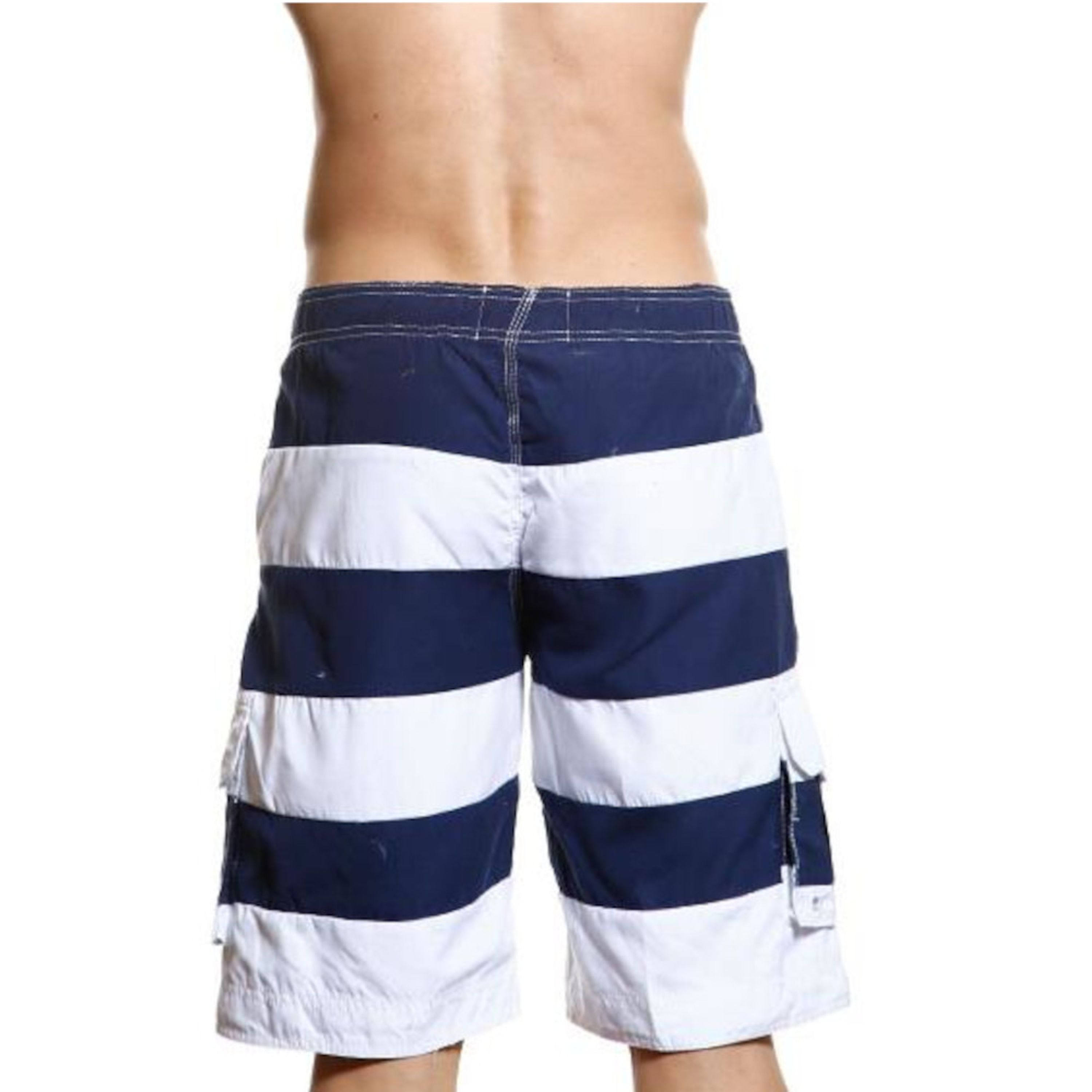Мужские пляжные шорты Abercrombie&Fitch белые в синию полоску фото 2