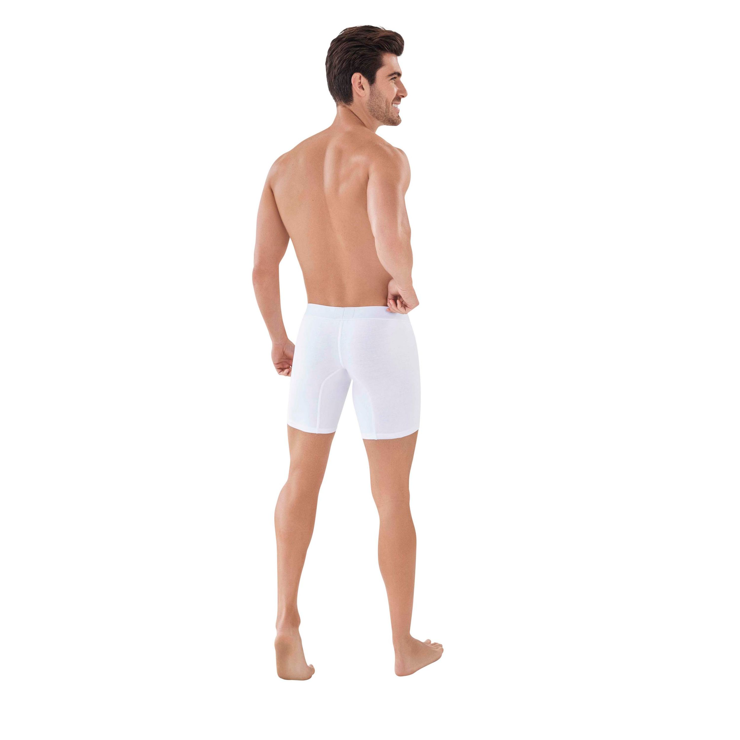 Мужские трусы боксеры белые удлиненные Clever Moda CARIBBEAN LONG BOXER 088601 фото 3