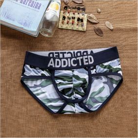 Фото Трусы мужские брифы камуфляжные с т-синей резинкой ADDICTED