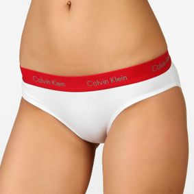 Фото Женские трусы брифы белые с красным поясом Calvin Klein U3302