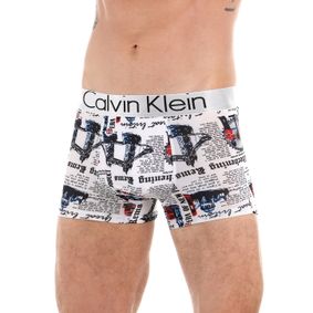 Фото Мужские трусы боксеры белые с принтом "газета" Calvin Klein 