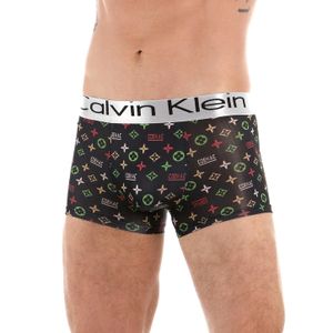 Фото Мужские трусы боксеры черные с разноцветным узором Calvin Klein