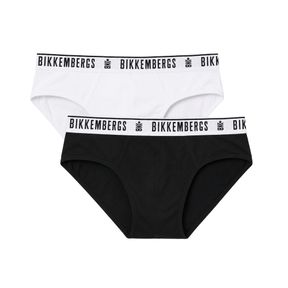 Фото Набор мужских трусов брифов 2в1 (черные, белые) Bikkembergs BKK42USP19BI