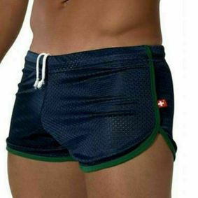 Фото Мужские спортивные шорты синие Andrew Christian Retro Sports Mesh Gym Shorts Blue