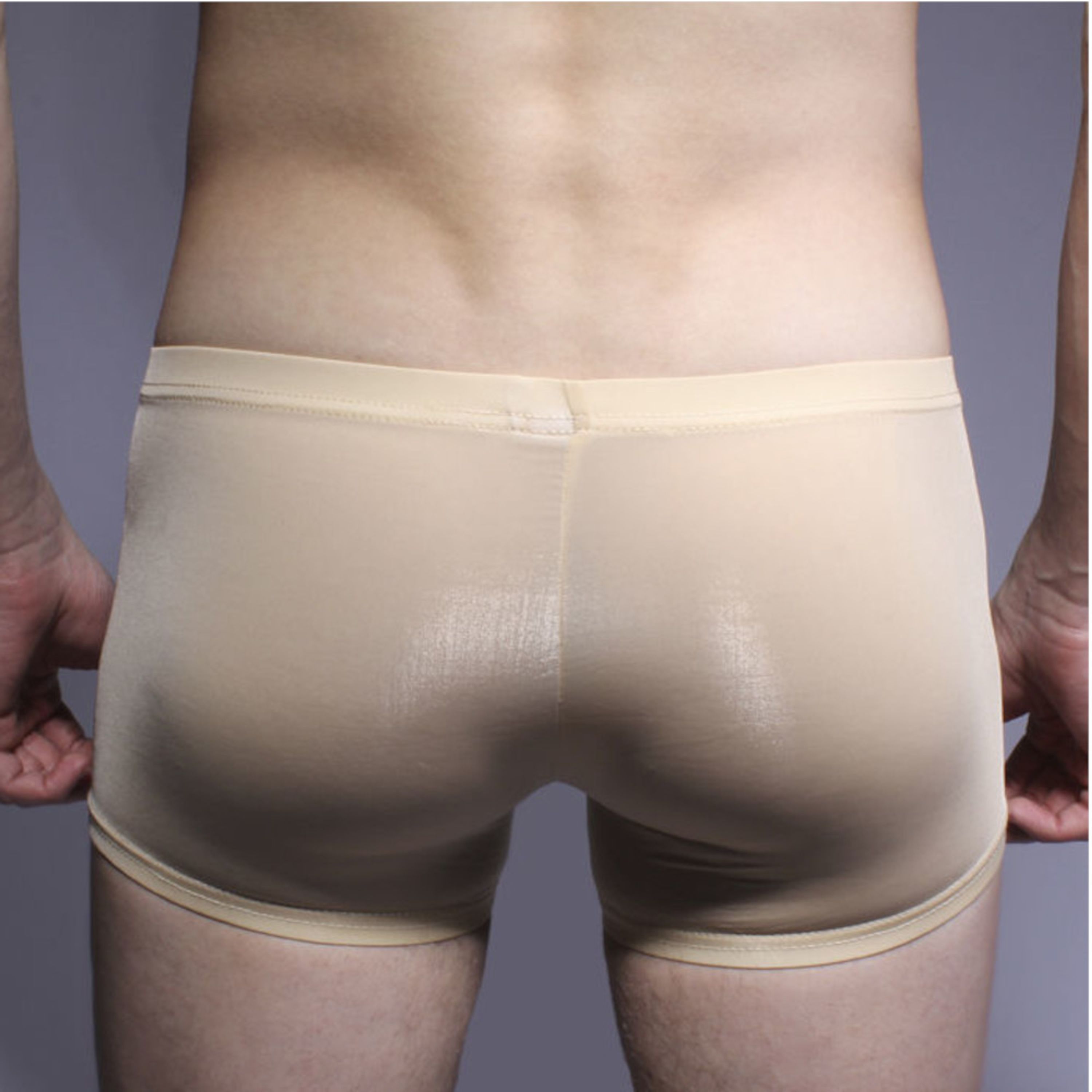 Мужские трусы хипсы бежевые прозрачные Shino Beige Boxer фото 2