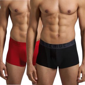 Фото Мужские трусы хипсы (черный, красный) набор 2 в 1 Bikkembergs CUT BKK51UTR22BI/2