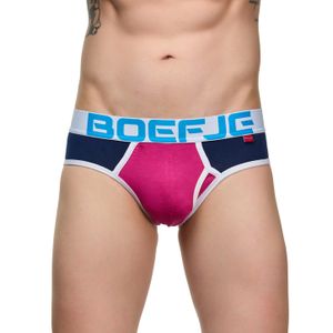 Фото Мужские трусы брифы темно-синие со вставкой фуксия Boefje
