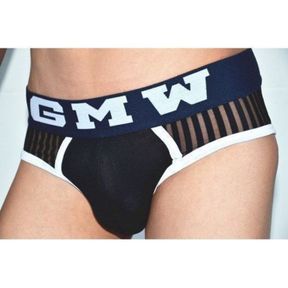Фото Мужские трусы брифы прозрачные Черные с темно синей резинкой  GMW See-It Briefs