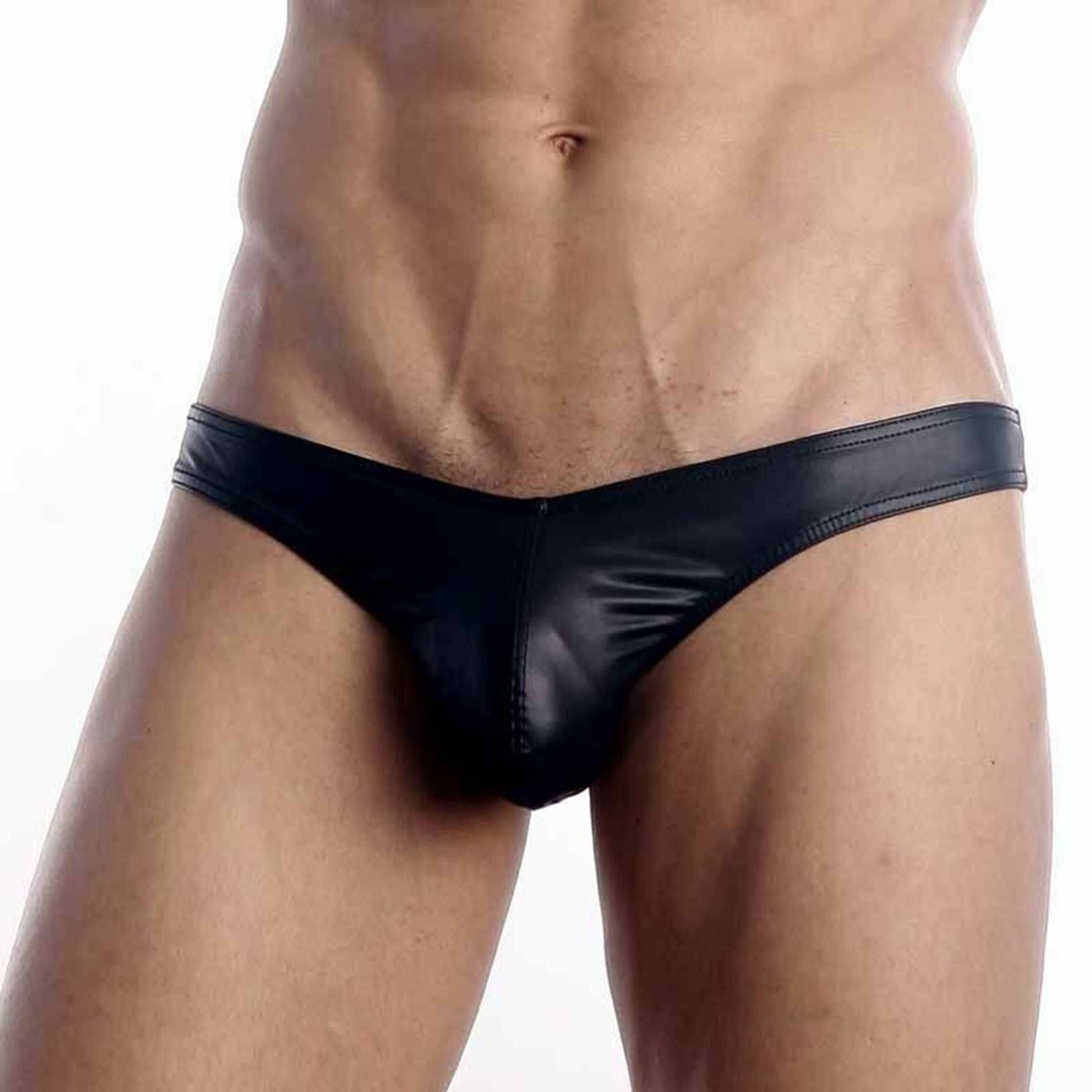Мужские трусы слипы черные под кожу N2N Leather Black Euro Cut Brief N2N0002 фото 2