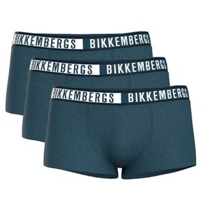 Фото Мужские трусы боксеры синие набор 3в1 Bikkembergs TWICE BKK52UTR29TR