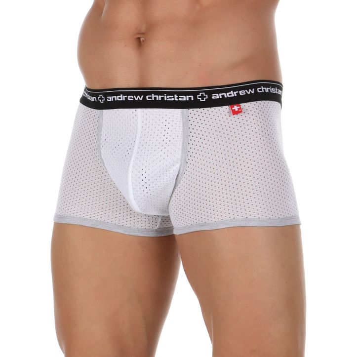 Мужские спортивные боксеры  Andrew Christian White Sport Mesh Boxer  ART818 