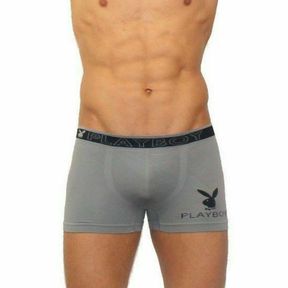 Фото Мужские трусы боксеры бесшовные серые PLAYBOY