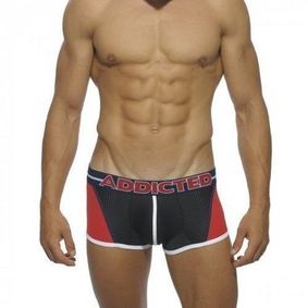 Фото Мужские трусы боксеры ADDICTED Blocking Color Hips Red-Black со вставкой - сеточкой