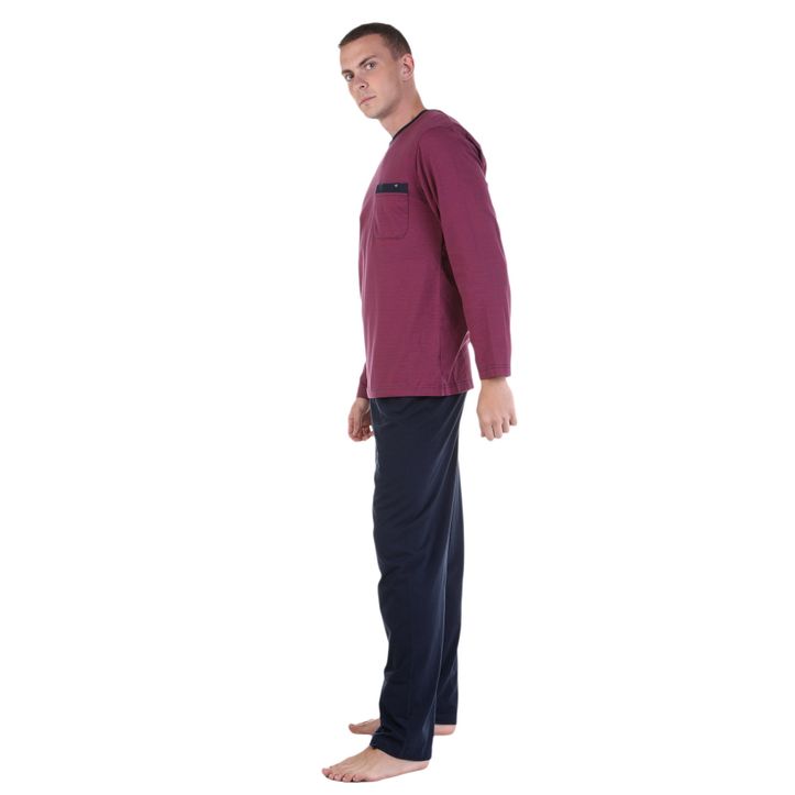 Мужская пижама бордовая с темно-синими штанами BUGATTI 56029/3601 661 фото 2