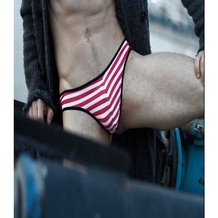 Мужские трусы g-стринги в красно-белую полоску Wild Milk Happy Stripes G-String 