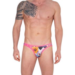 Фото Мужские трусы слипы с разноцветным принтом и розовой окантовкой Cosmos Colors FR20_PBW