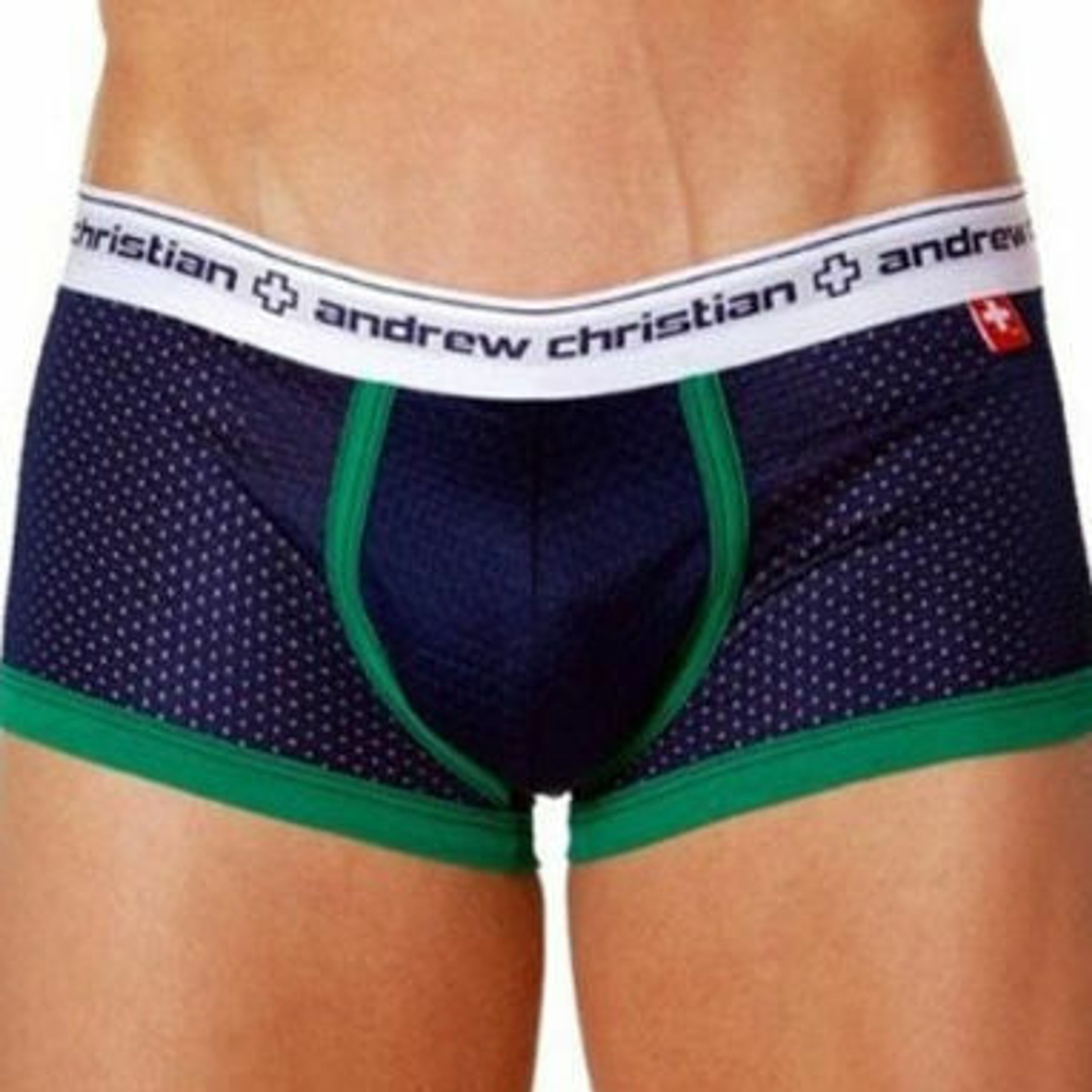 Мужские спортивные хипсы Andrew Christian Navy Sport Mesh Boxer  фото 2
