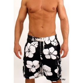 Фото Мужские шорты пляжные черные с принтом ABERCROMBIE&FITCH 52824
