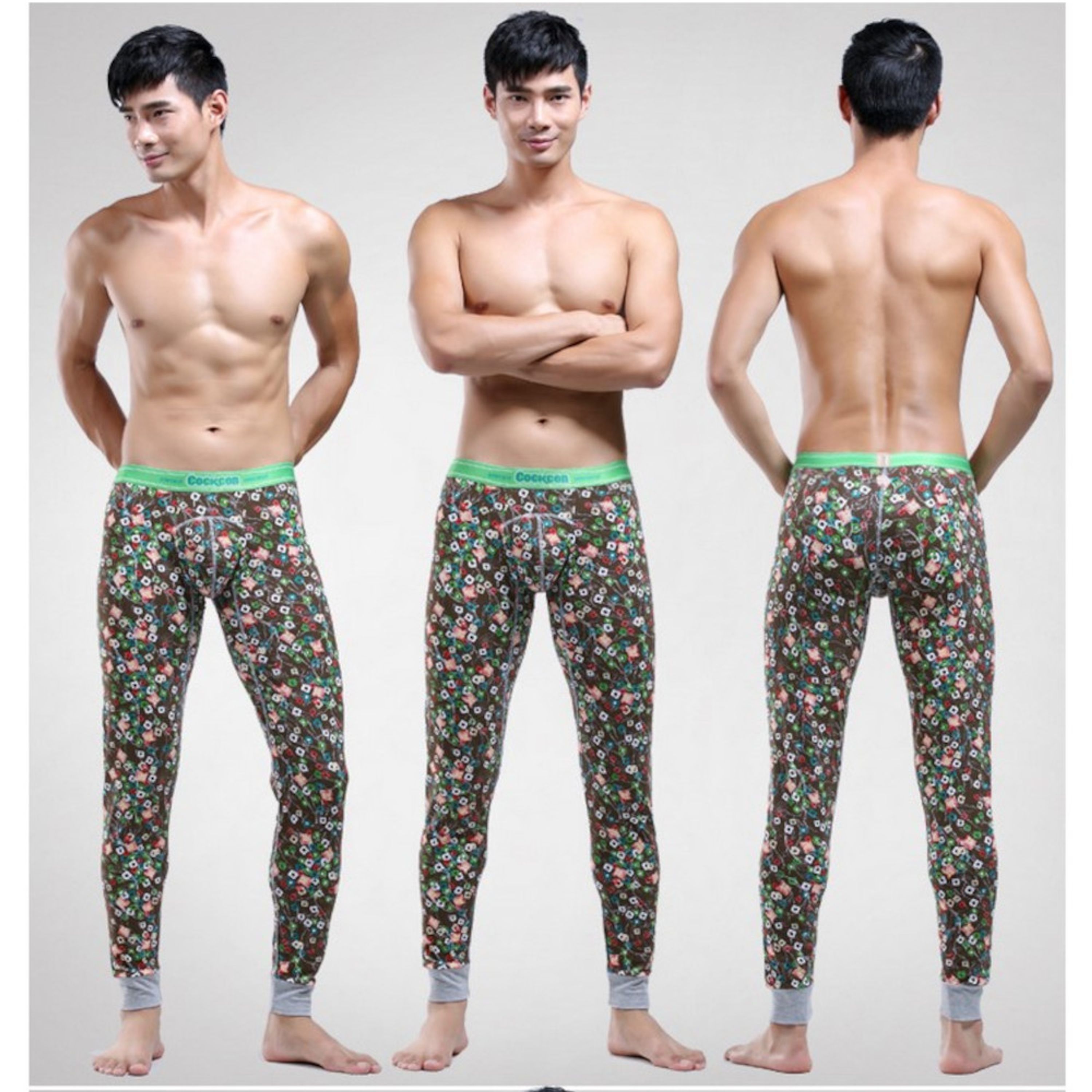 Мужские кальсоны с узором хаки Cockon MAN pants Green 23643 фото 1