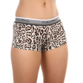 Фото Женские трусы-шорты бежевые с леопардовым принтом Calvin Klein Women