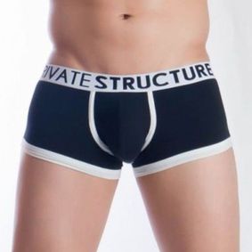 Фото  Мужские трусы хипсы с белым контуром черные Private Structure NOS Spectrum Black Contour