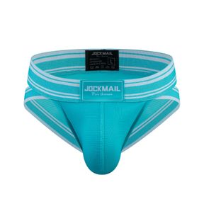 Фото Мужские трусы брифы бирюзовые с вырезами по бокам JOCKMAIL JM2024-11
