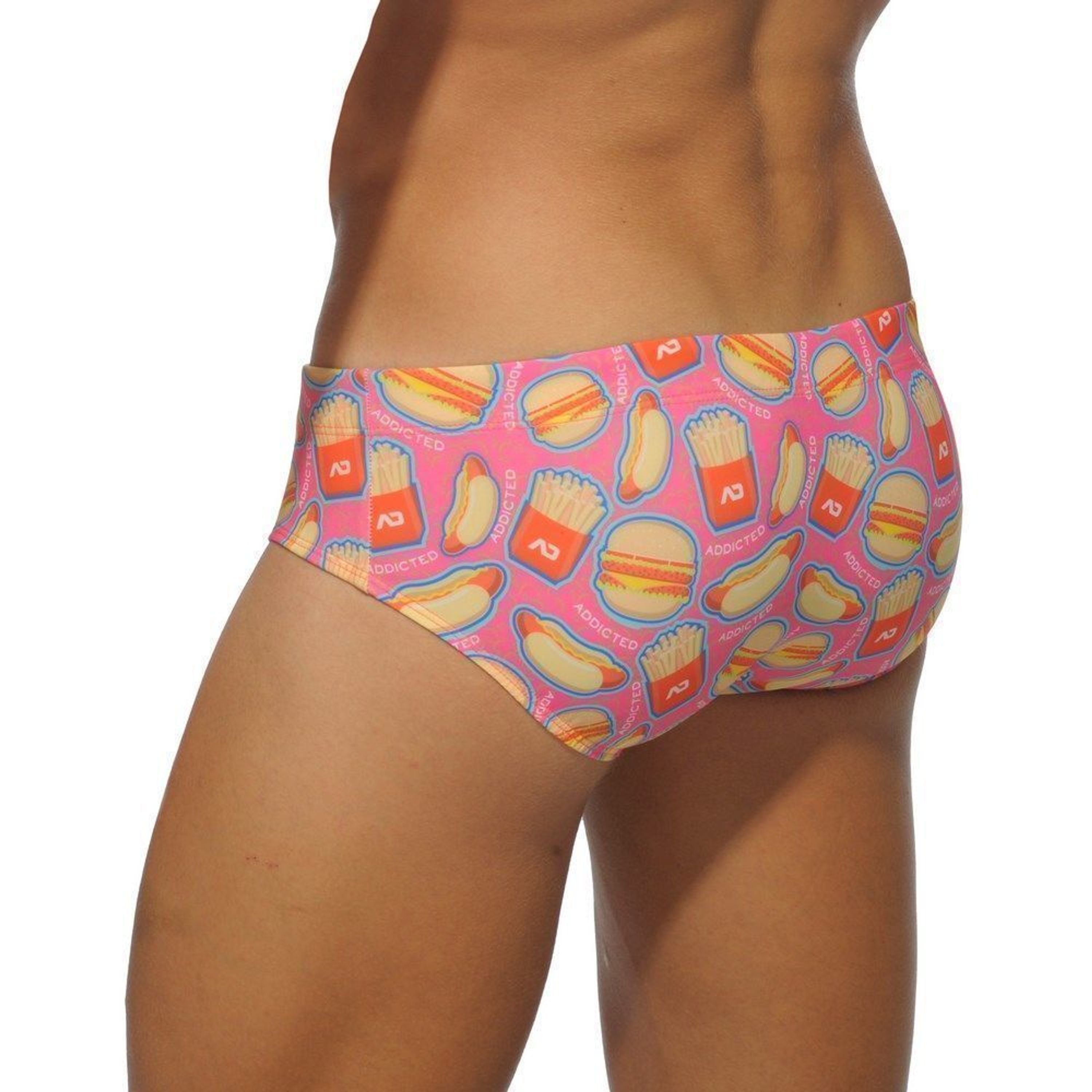 Мужские плавки брифы розовые с принтом FASTFOOD Addicted фото 2