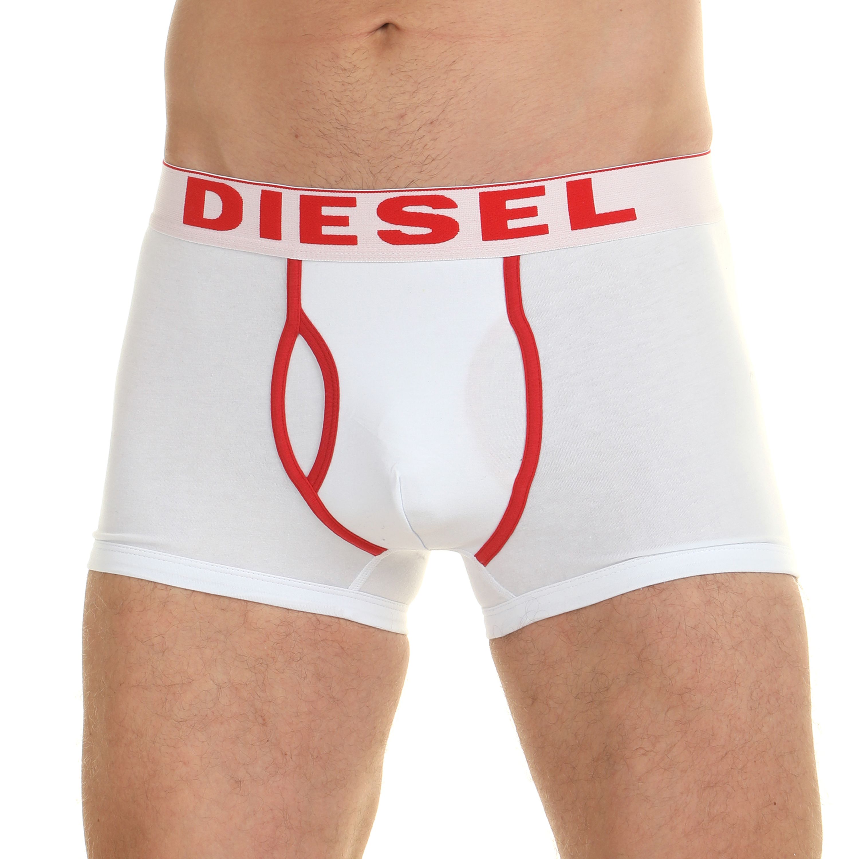 Мужские трусы боксеры белые с красными буквами Diesel фото 1