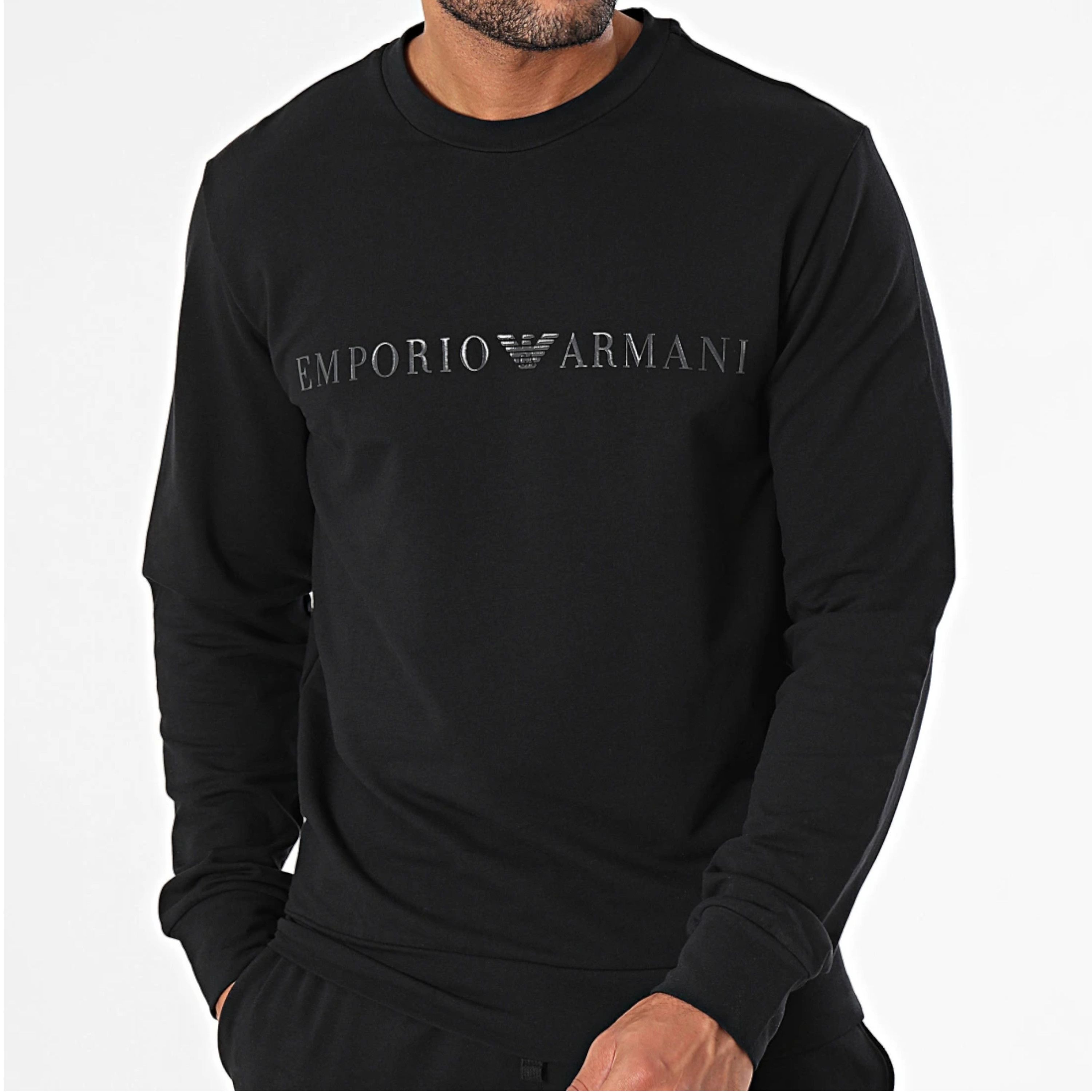 Мужской домашний костюм черный: толстовка и штаны Emporio Armani  111943_3F595 00020 фото 2