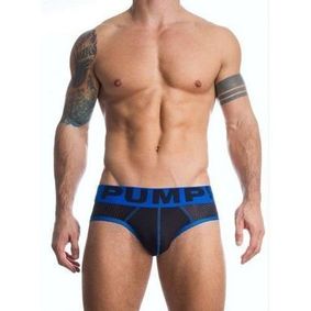 Фото Мужские трусы брифы черные в сетку Pump Touchdown Brief Black Blue PM3-M214